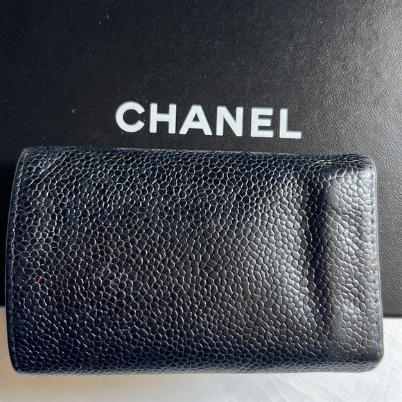 Auth. CHANEL Black Caviar Leather Six Key Holder Case Mini Wallet Case VTG - Picture 4 of 16